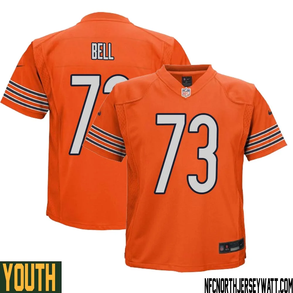 Travis Bell No 73 Youth Orange Chicago Bears Alternate Game Player Jersey