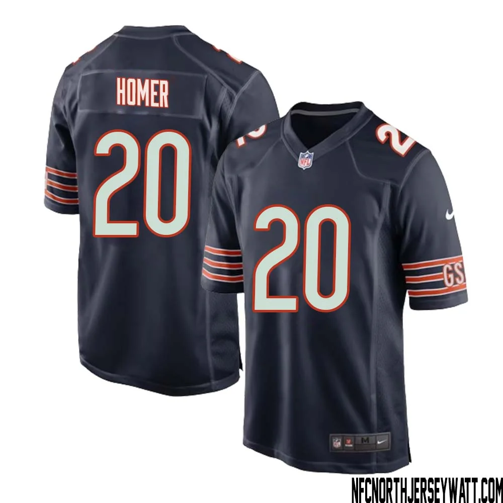 Travis Homer No 20 Chicago Bears Home Game Navy Jersey for Men