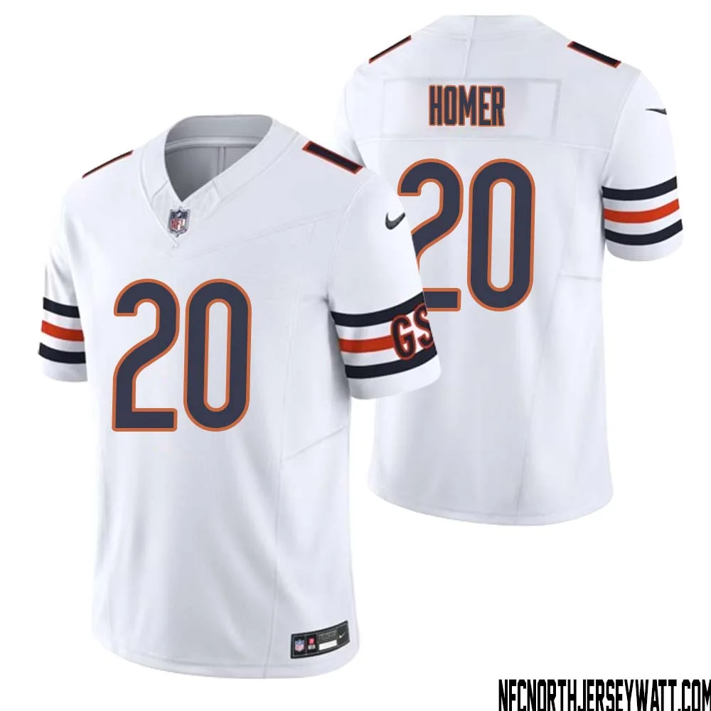 Travis Homer No 20 Men White Chicago Bears Vapor F.U.S.E. Limited Jersey
