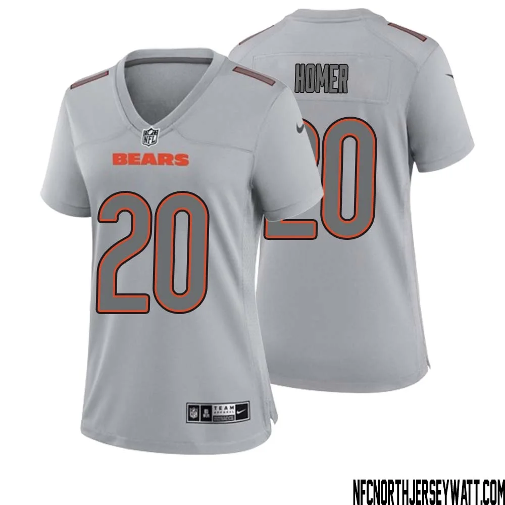 Travis Homer No 20 Women Gray Chicago Bears Atmosphere Fashion Game Jersey 1