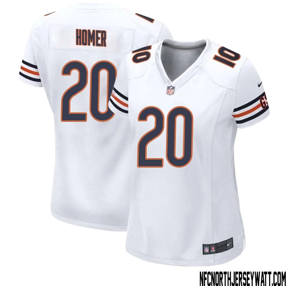 Travis Homer No 20 Women White Chicago Bears Away Game Jersey