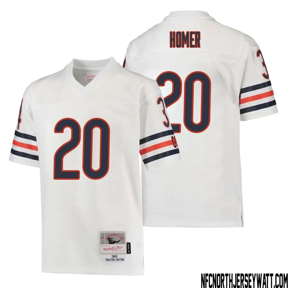 Travis Homer No 20 Youth Mitchell Ness White Chicago Bears 1985 Retired Player Legacy Jersey 1