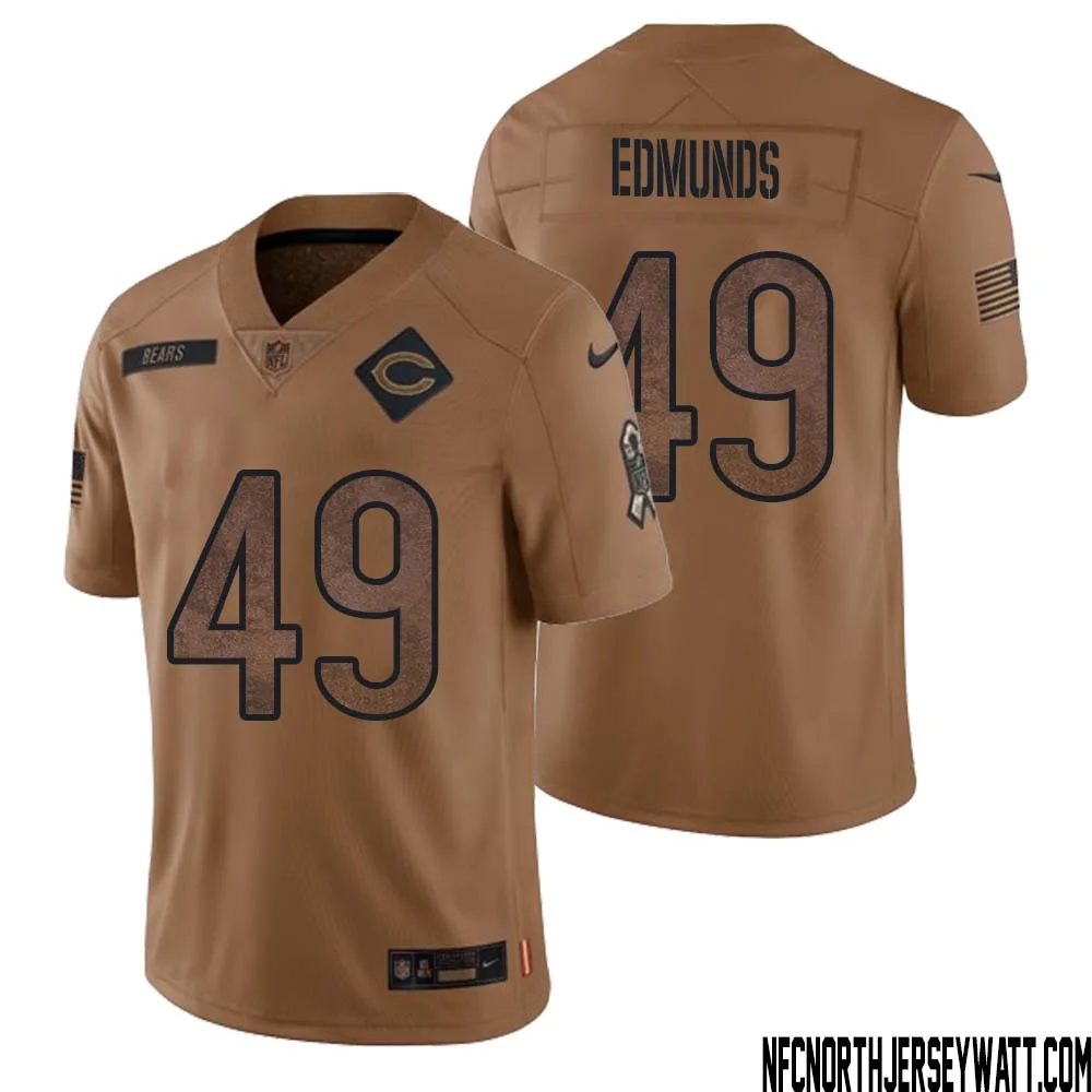 Tremaine Edmunds No 49 Men Brown Chicago Bears 2023 Salute To Service Retired Player Limited Jersey