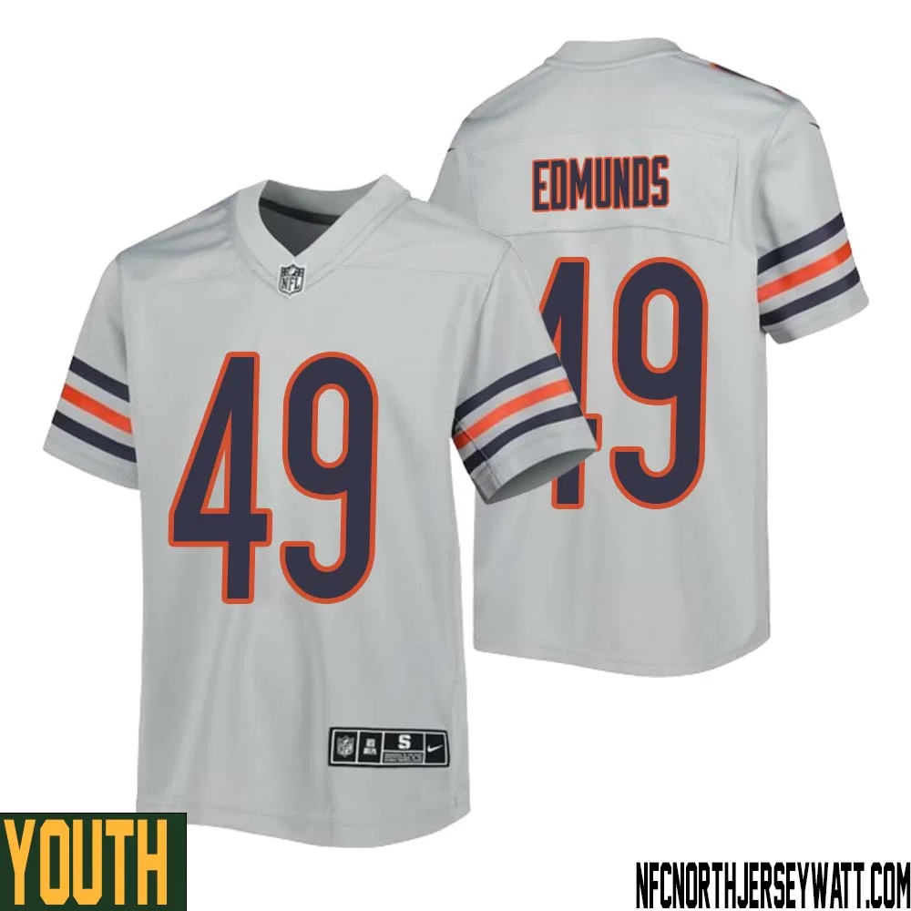 Tremaine Edmunds No 49 Youth Silver Chicago Bears Inverted Legend Jersey 1