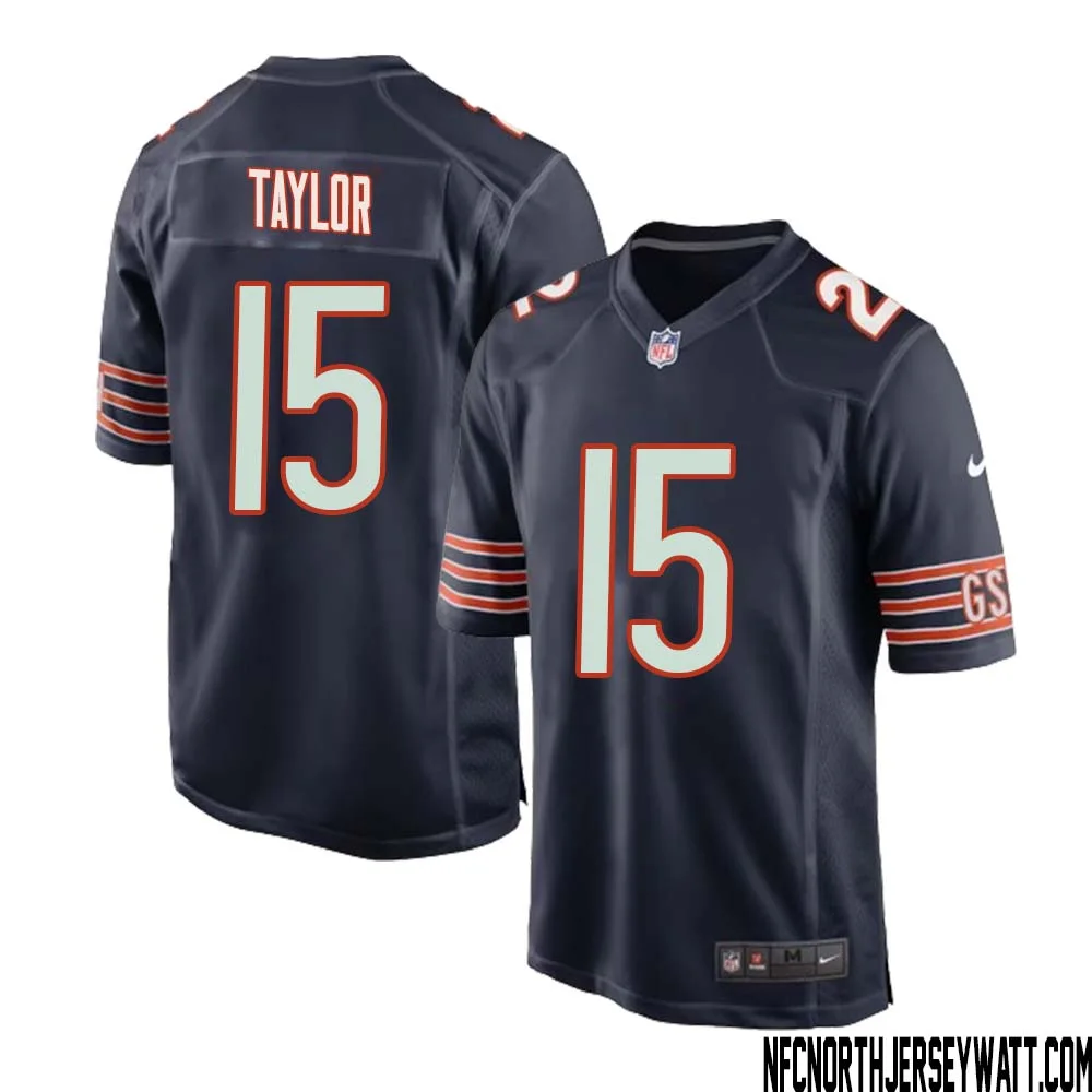 Trent Taylor No 15 Chicago Bears Home Game Navy Jersey for Men
