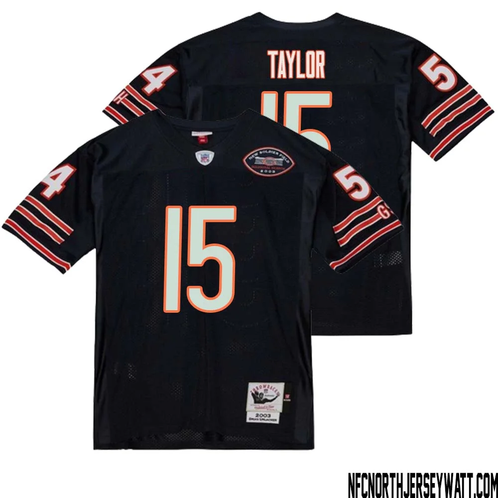 Trent Taylor No 15 Men Mitchell Ness Navy Chicago Bears 2004 Authentic Throwback Retired Player Jersey 1 1