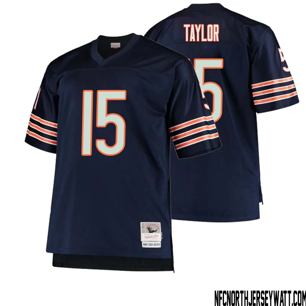 Trent Taylor No 15 Men Mitchell Ness Navy Chicago Bears Big Tall 1966 Retired Player Replica Jersey 1