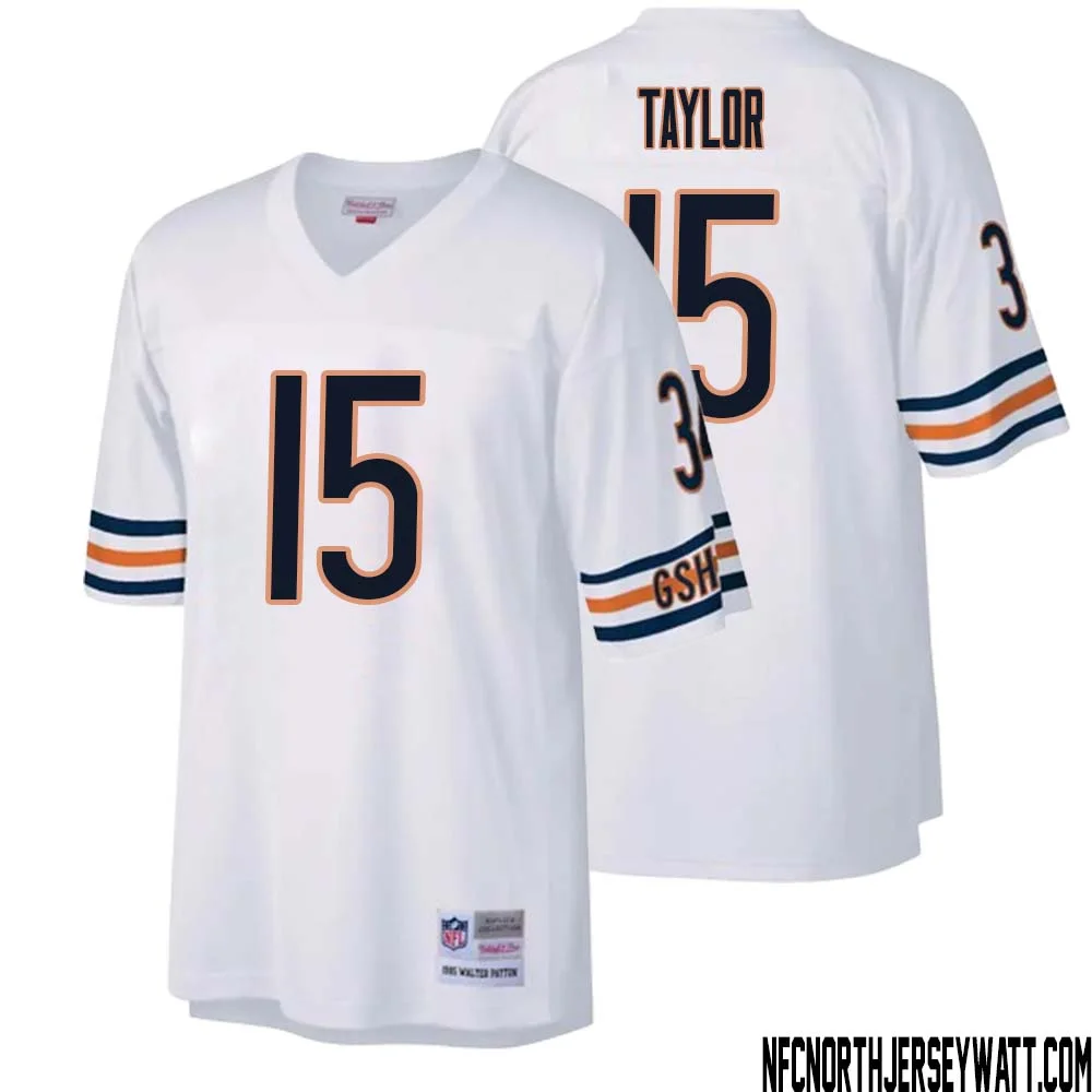 Trent Taylor No 15 Men Mitchell Ness White Chicago Bears Legacy Replica Jersey