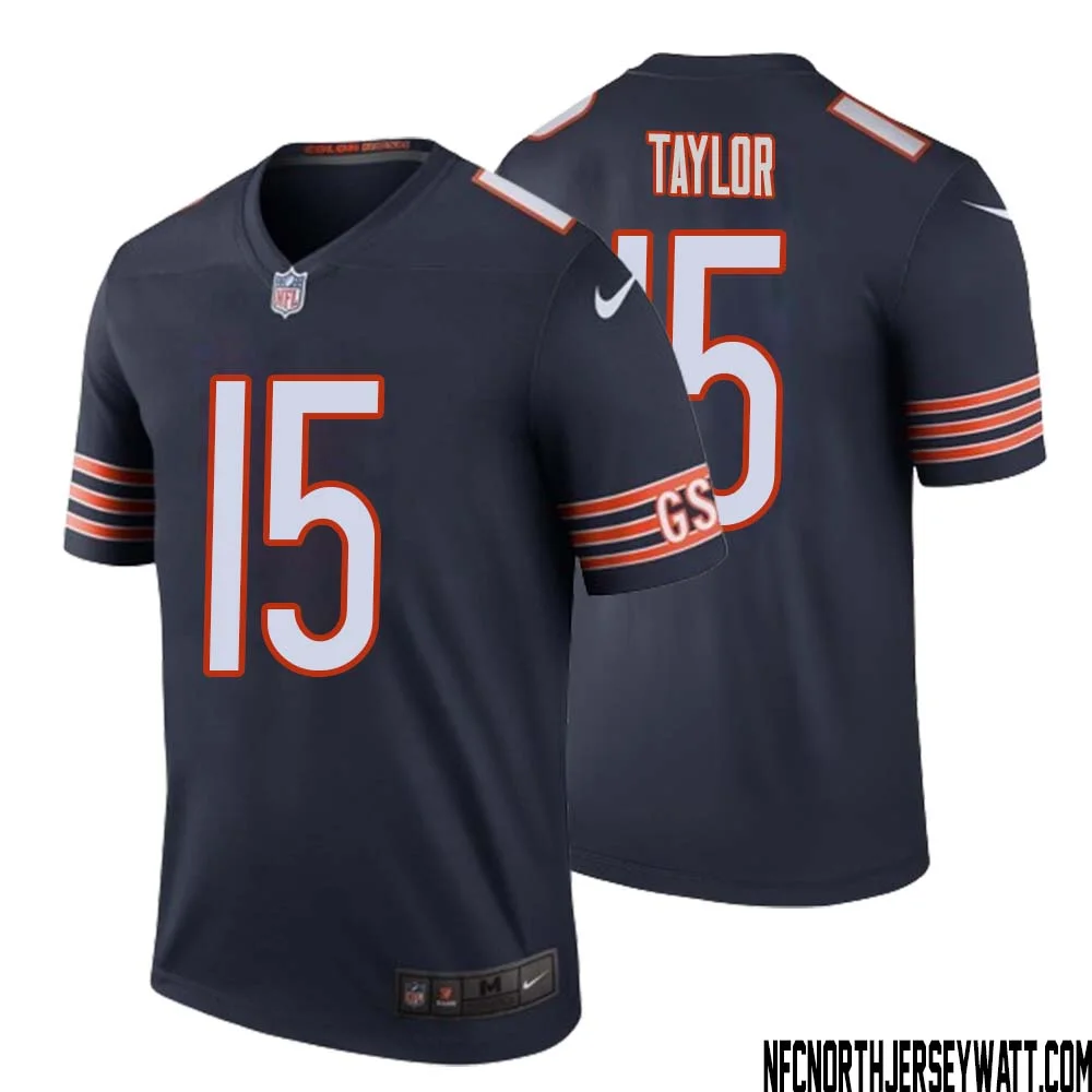 Trent Taylor No 15 Men Navy Chicago Bears Color Rush Legend Jersey 1