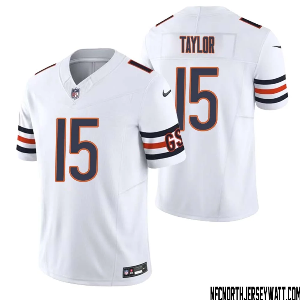 Trent Taylor No 15 Men White Chicago Bears Vapor F.U.S.E. Limited Jersey
