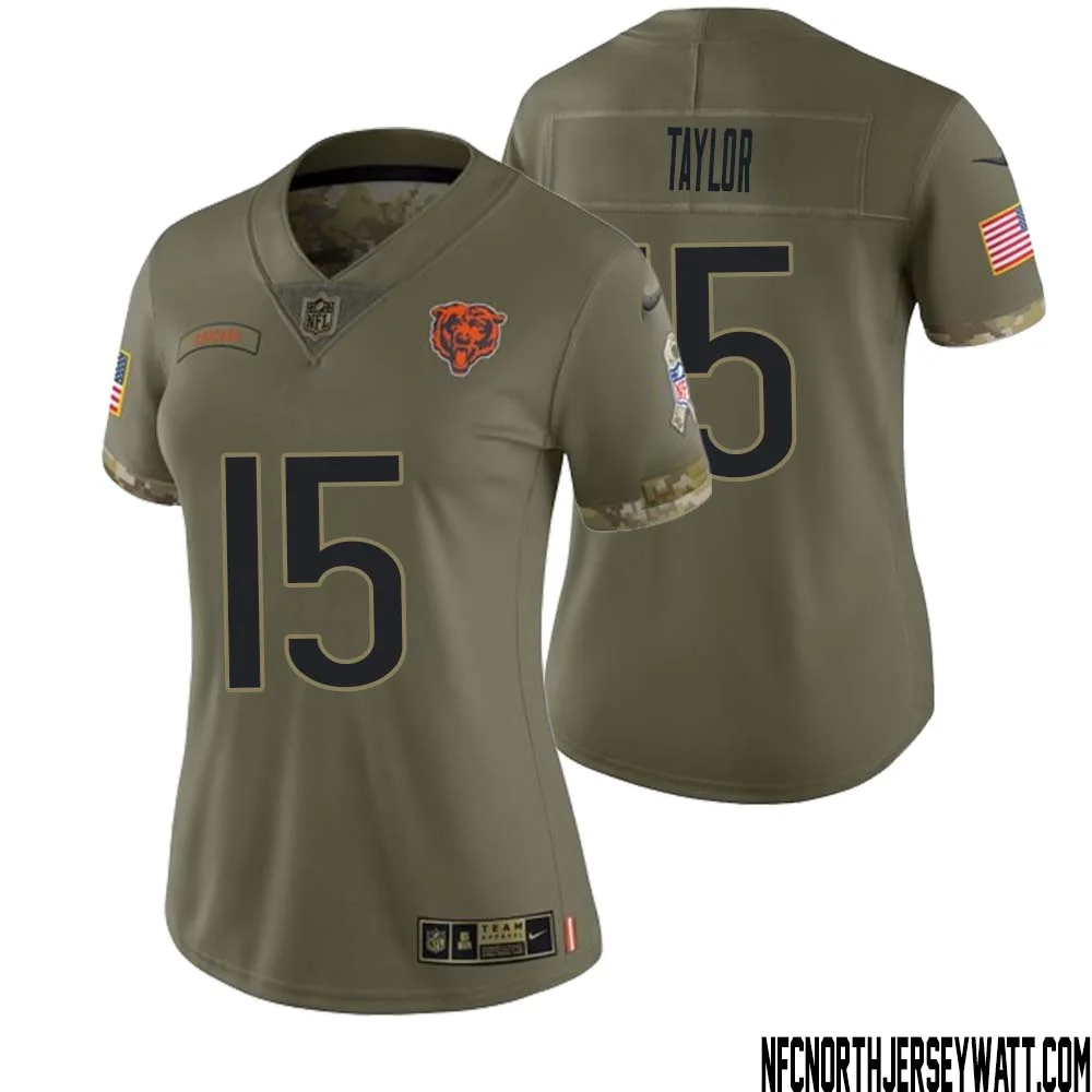 Trent Taylor No 15 Women Olive Chicago Bears 2022 Salute To Service Retired Player Limited Jersey