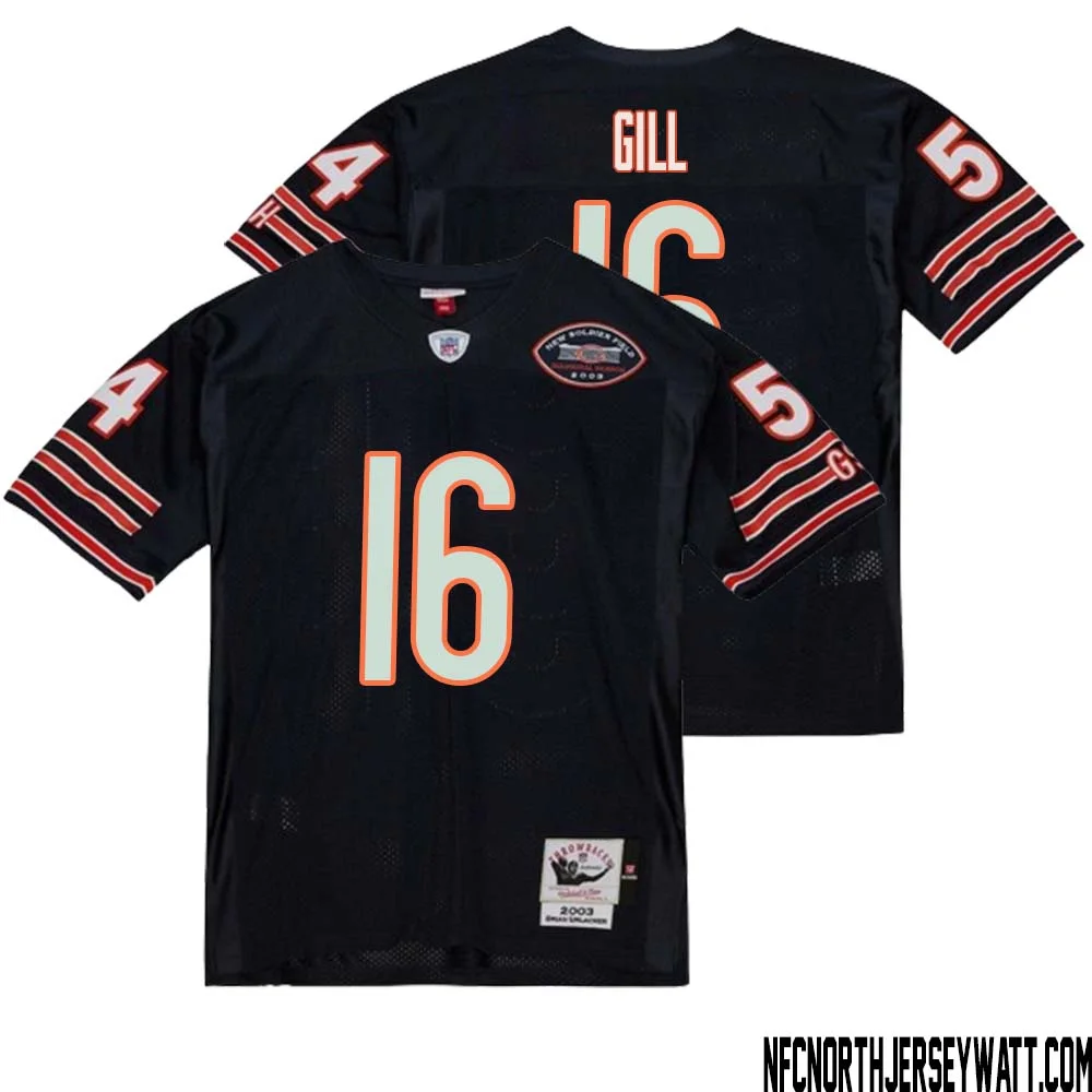 Trenton Gill No 16 Men Mitchell Ness Navy Chicago Bears 2004 Authentic Throwback Retired Player Jersey 1