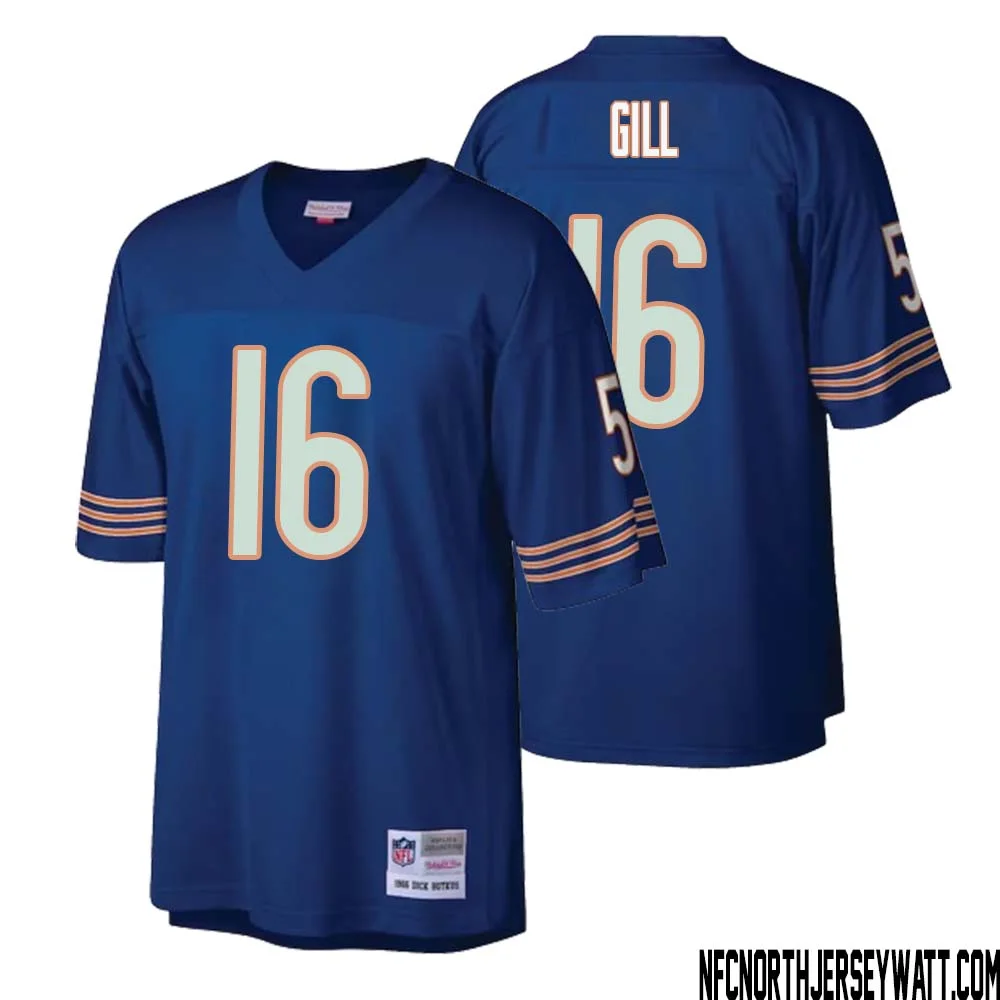Trenton Gill No 16 Men Mitchell Ness Navy Chicago Bears Retired Player Legacy Replica Jersey 1