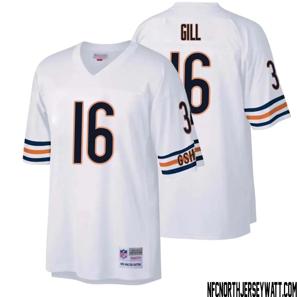 Trenton Gill No 16 Men Mitchell Ness White Chicago Bears Legacy Replica Jersey 1