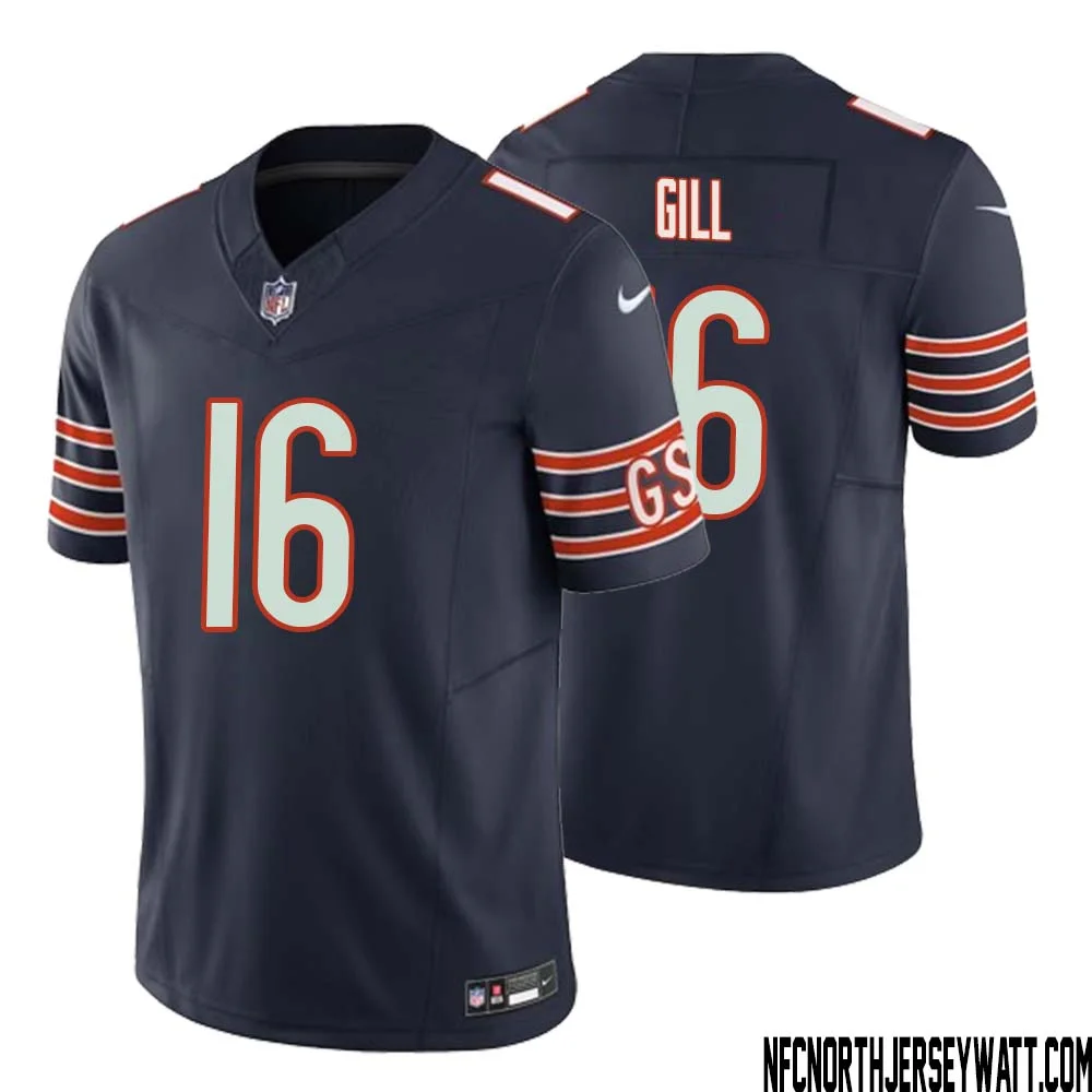 Trenton Gill No 16 Men Navy Chicago Bears Vapor F.U.S.E. Limited Jersey 1