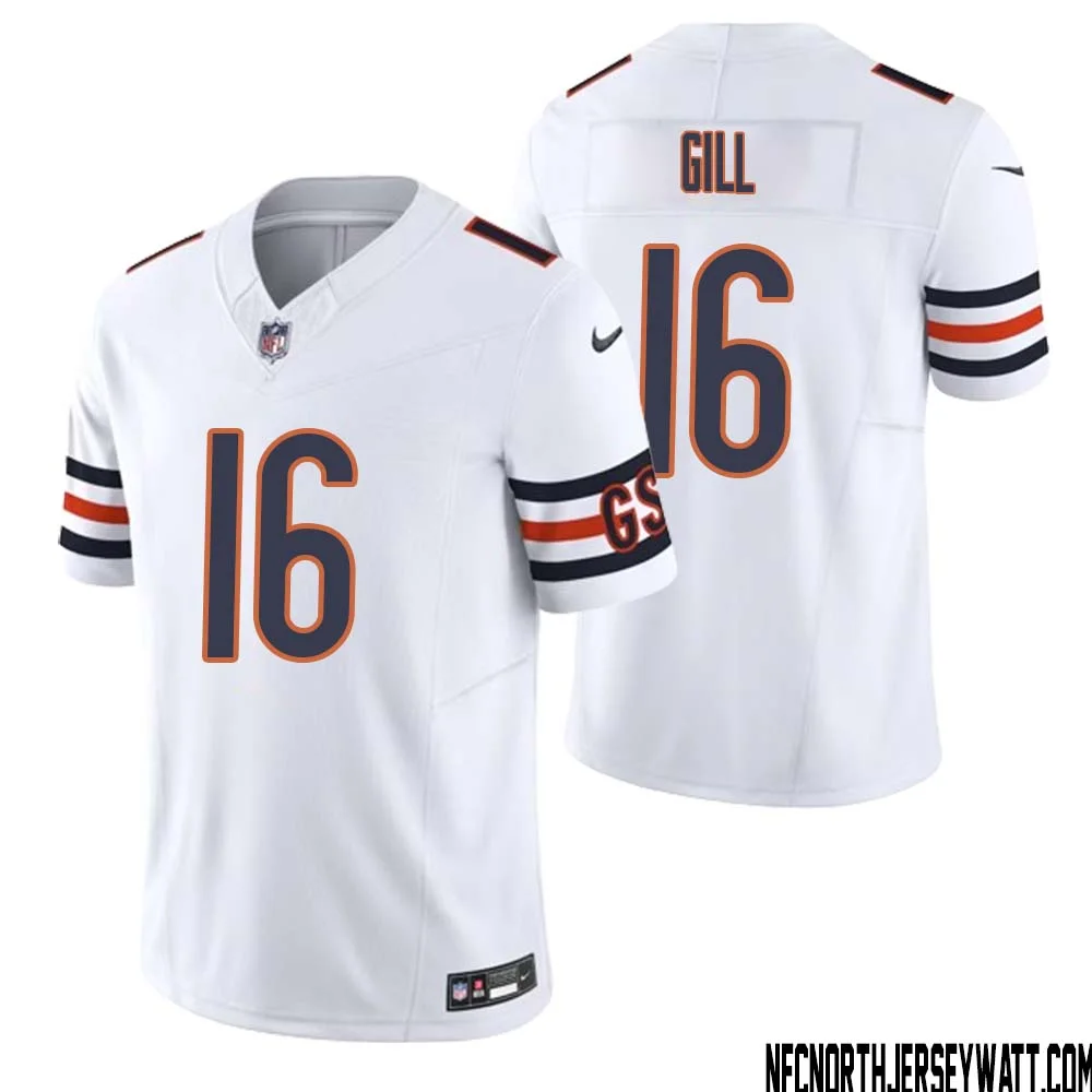 Trenton Gill No 16 Men White Chicago Bears Vapor F.U.S.E. Limited Jersey 1