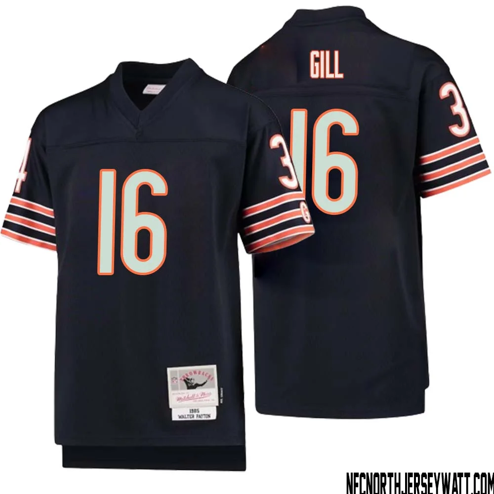 Trenton Gill No 16 Youth Mitchell Ness Navy Chicago Bears 1985 Legacy Retired Player Jersey 1
