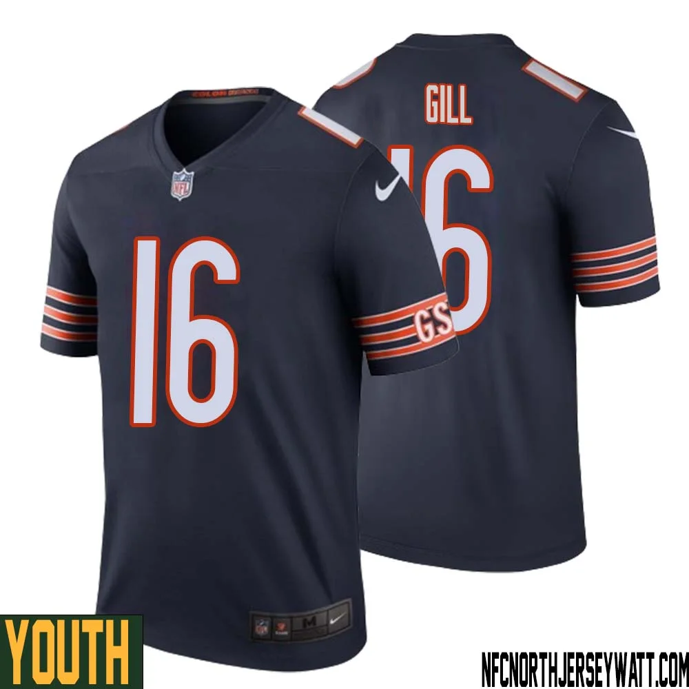 Trenton Gill No 16 Youth Navy Chicago Bears Color Rush Legend Jersey