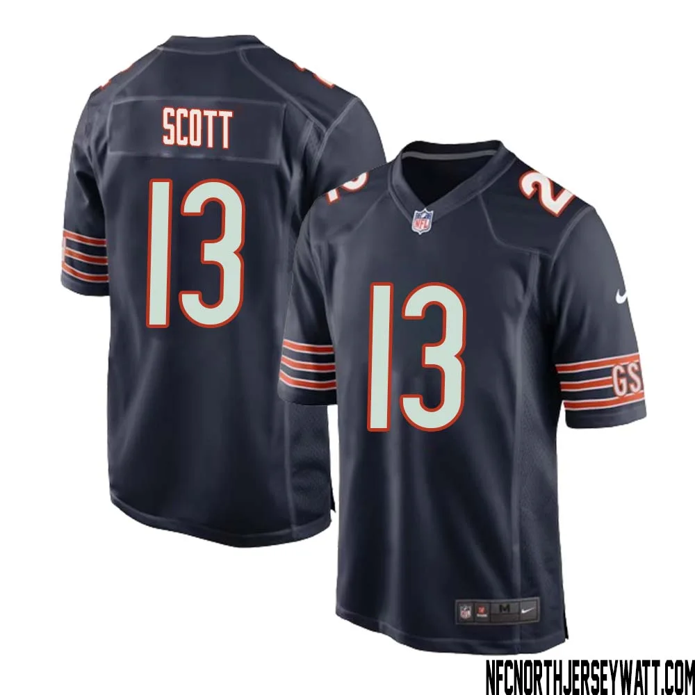 Tyler Scott No 13 Chicago Bears Home Game Navy Jersey for Men