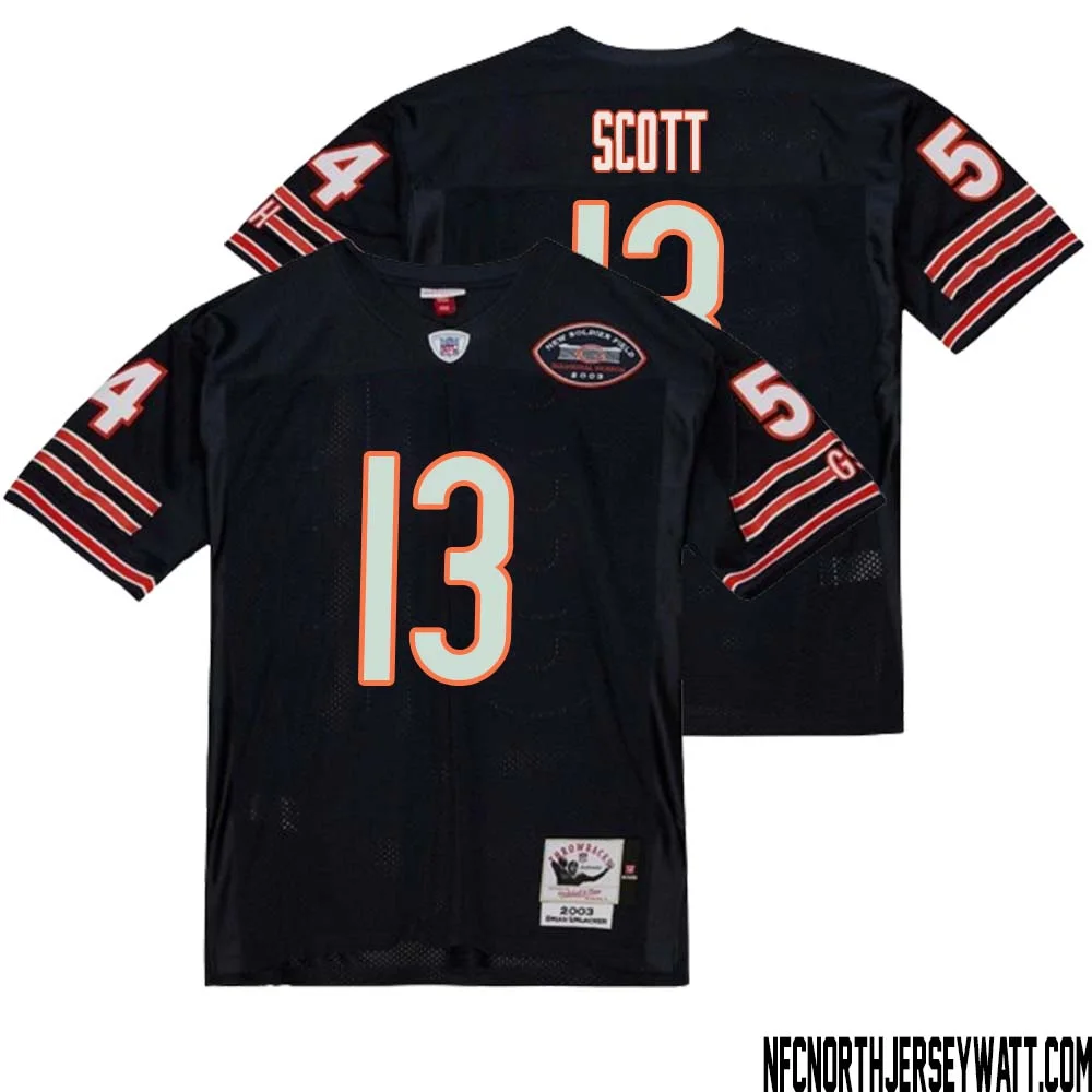 Tyler Scott No 13 Men Mitchell Ness Navy Chicago Bears 2004 Authentic Throwback Retired Player Jersey 1 1