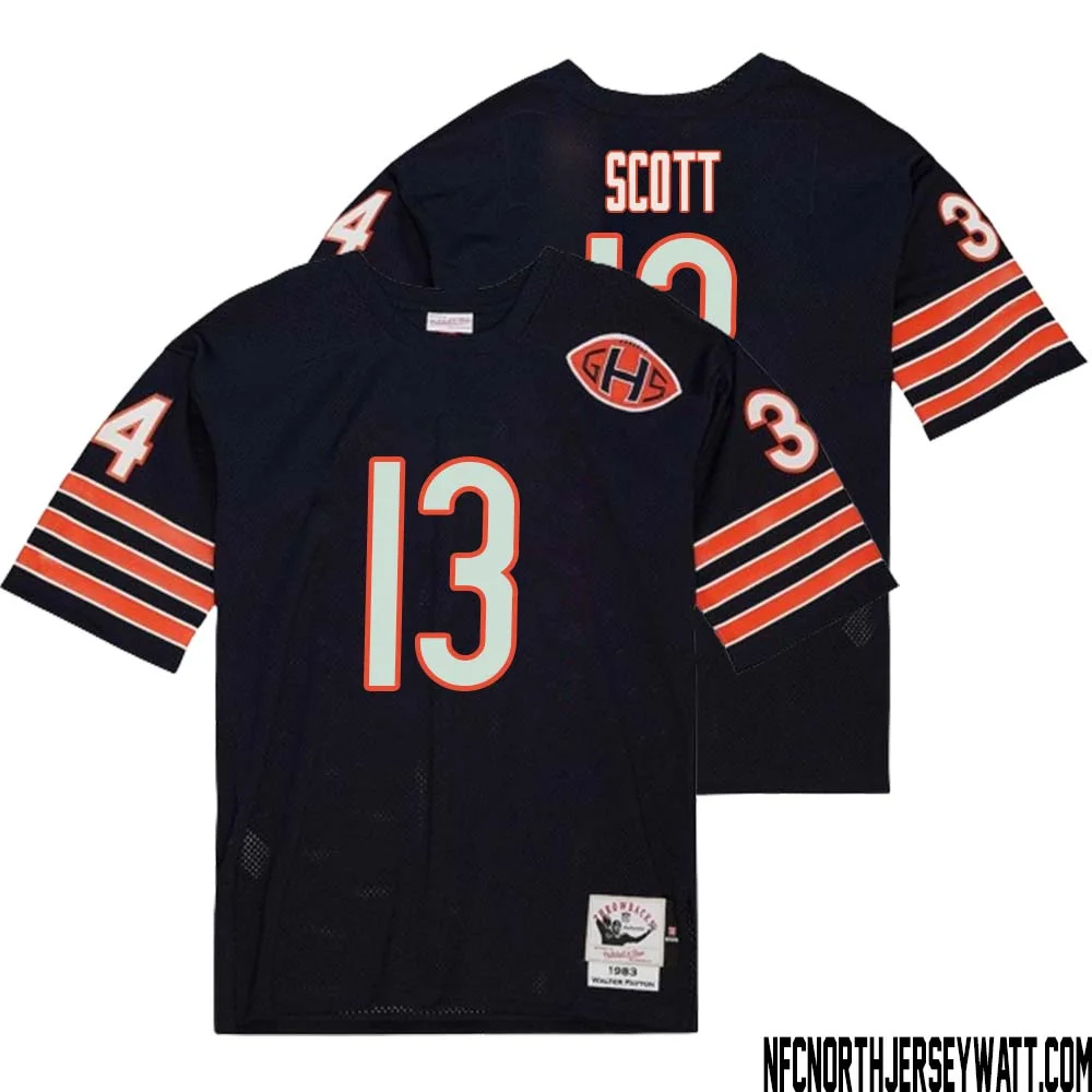 Tyler Scott No 13 Men Mitchell Ness Navy Chicago Bears 2004 Authentic Throwback Retired Player Jersey 2