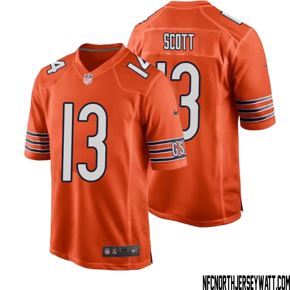 Tyler Scott No 13 Men Orange Chicago Bears Alternate Game Player Jersey 1