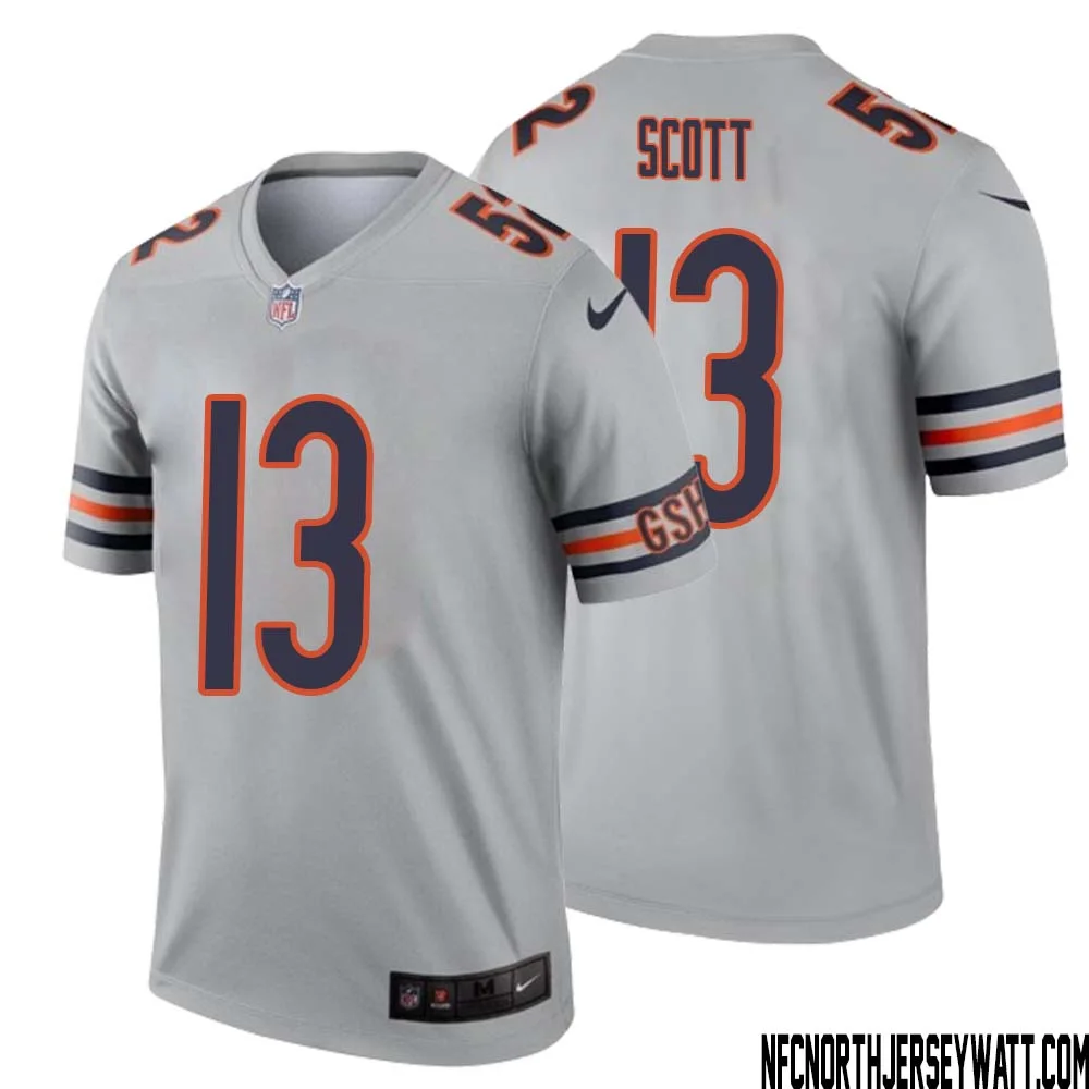 Tyler Scott No 13 Men Silver Chicago Bears Inverted Legend Jersey 1
