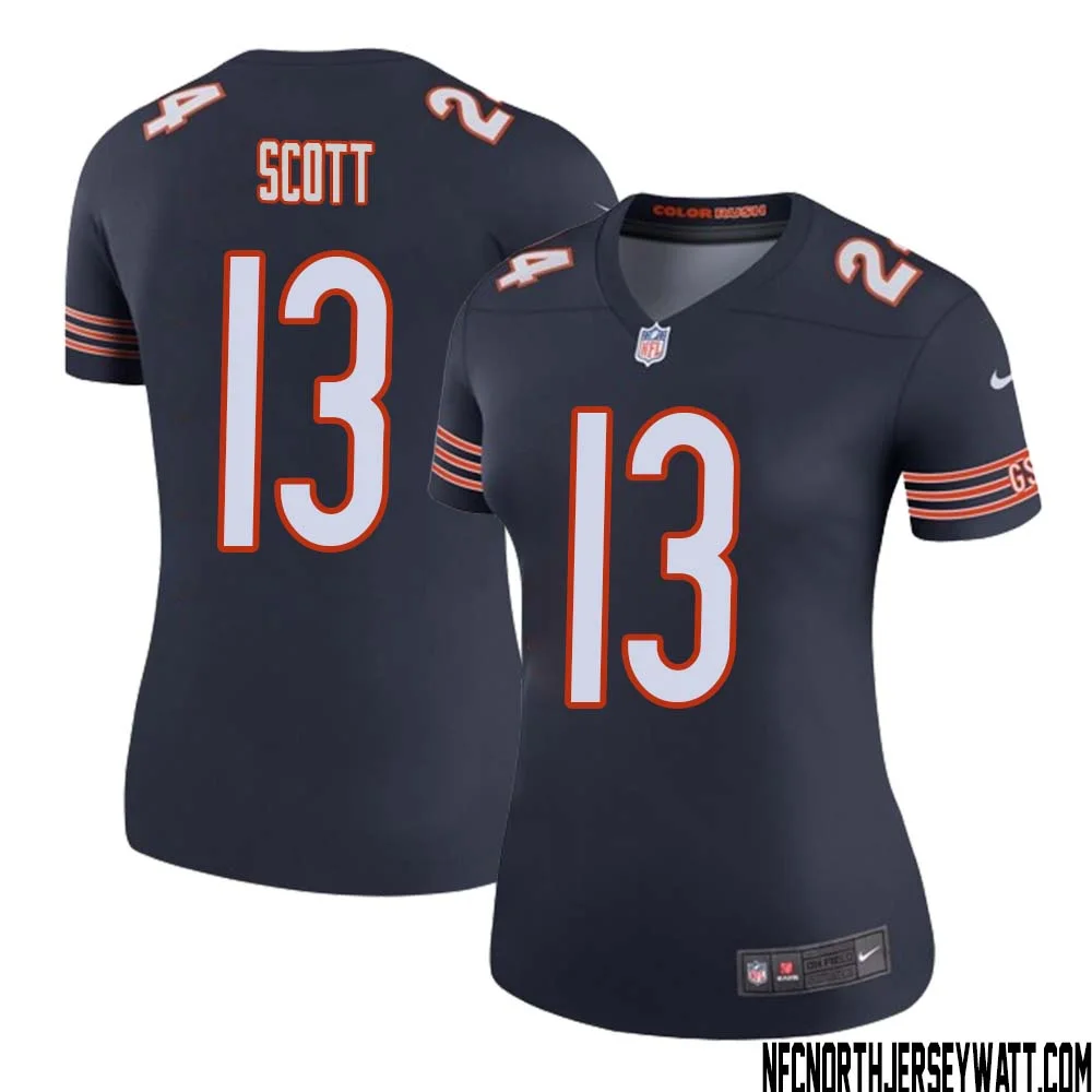 Tyler Scott No 13 Women Navy Chicago Bears Color Rush Legend Jersey 1