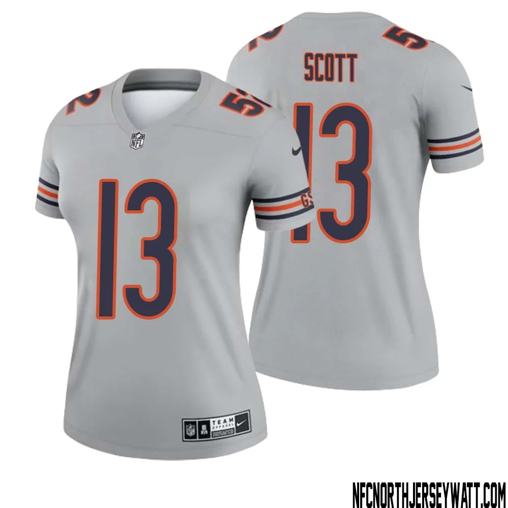 Tyler Scott No 13 Women Silver Chicago Bears Inverted Legend Jersey 1
