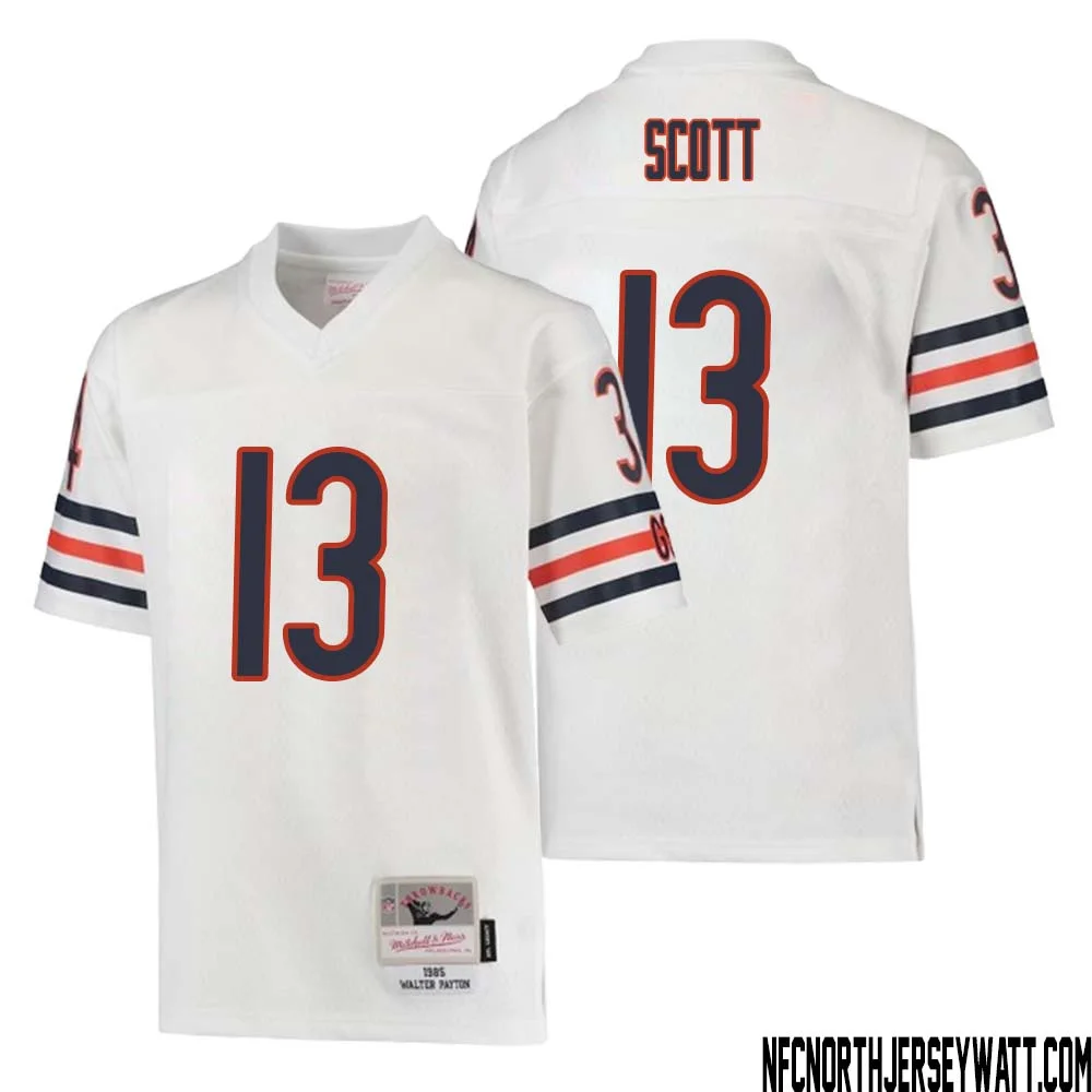 Tyler Scott No 13 Youth Mitchell Ness White Chicago Bears 1985 Retired Player Legacy Jersey 1