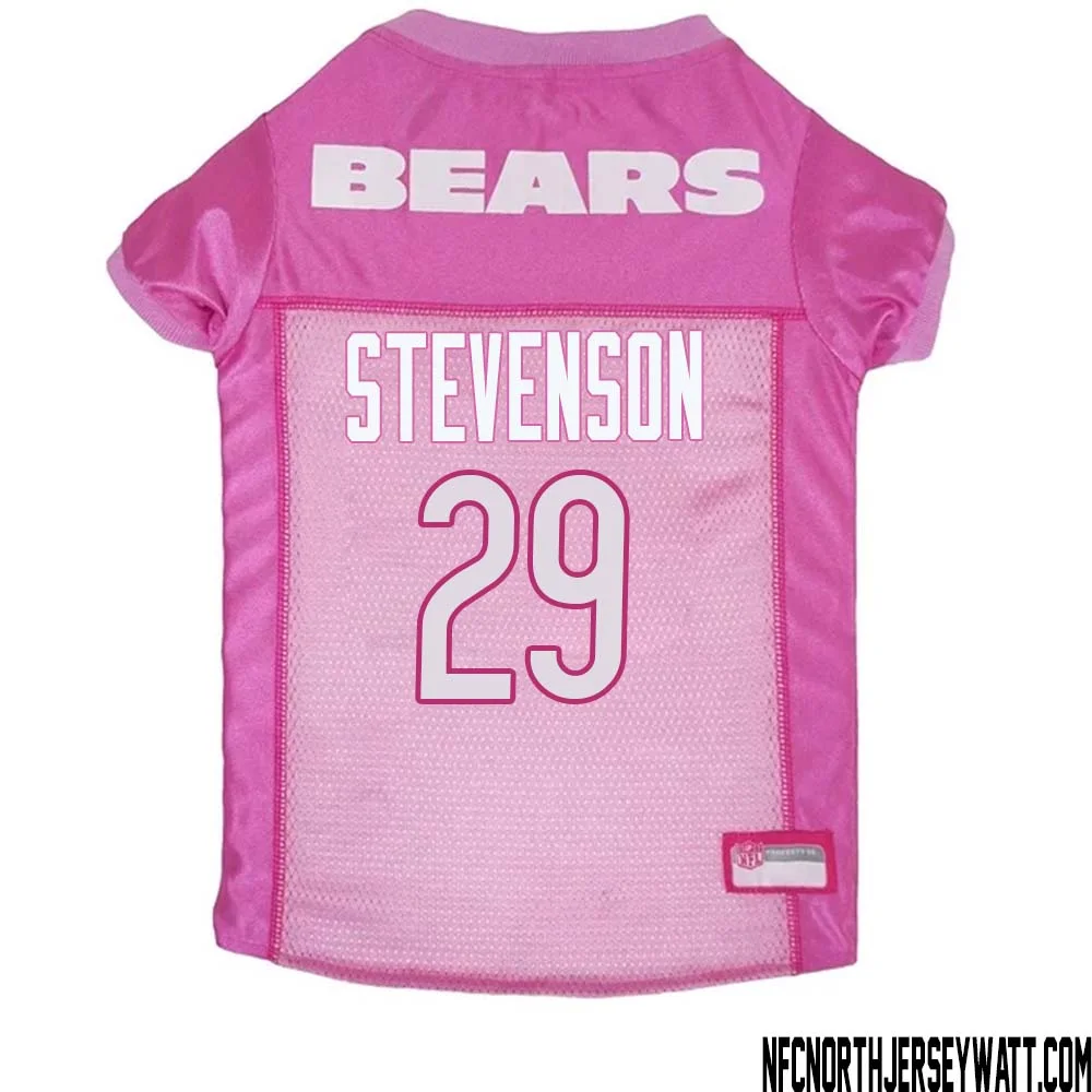 Tyrique Stevenson No 29 Chicago Bears Dog Jersey Pink 1