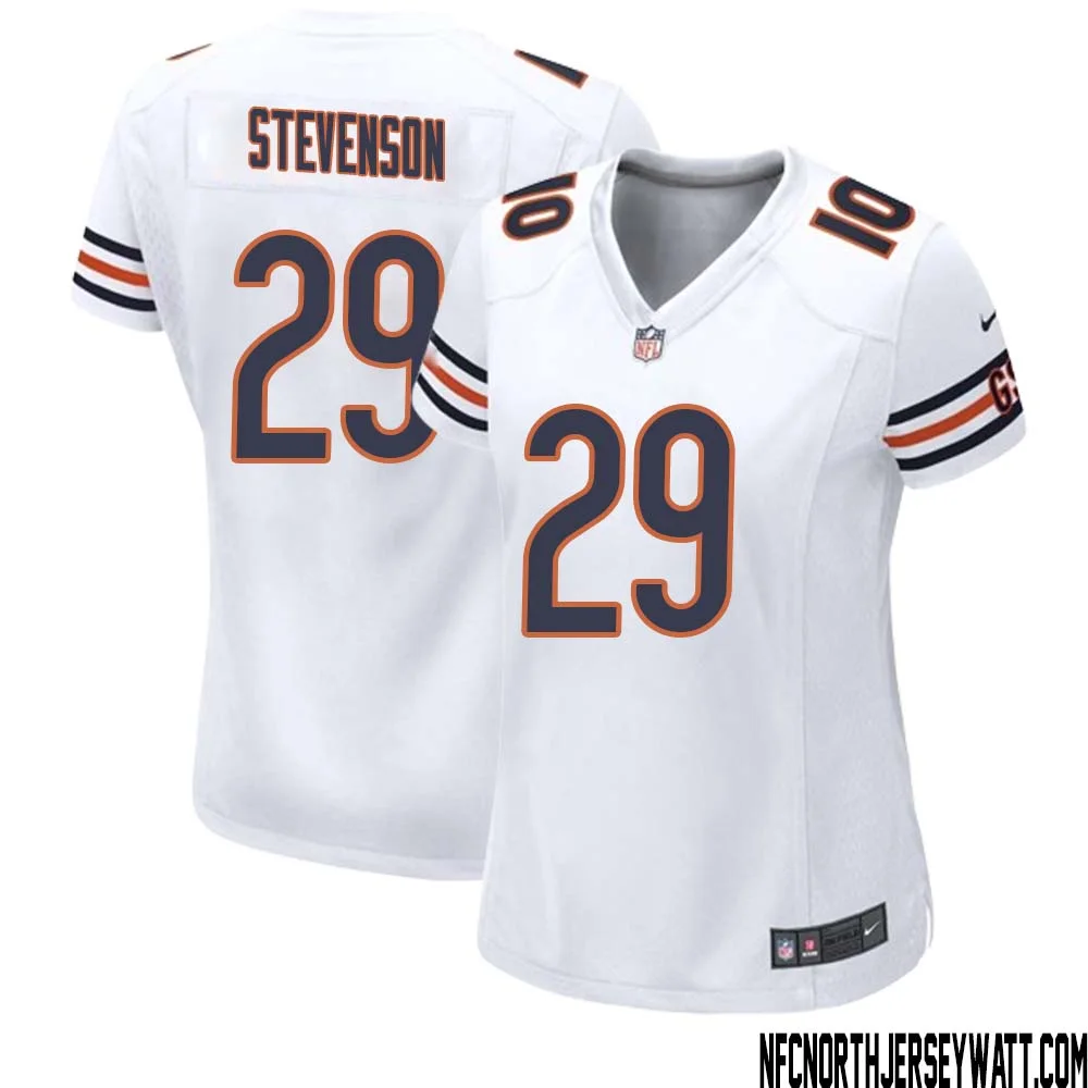 Tyrique Stevenson No 29 Women White Chicago Bears Away Game Jersey