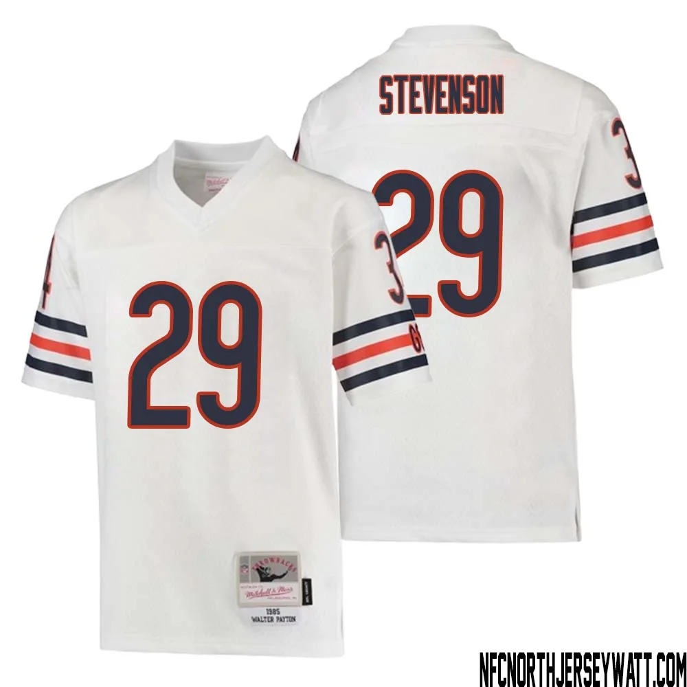 Tyrique Stevenson No 29 Youth Mitchell Ness White Chicago Bears 1985 Retired Player Legacy Jersey 1