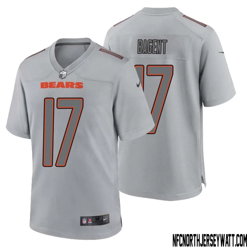 Tyson Bagent No 17 Men Gray Chicago Bears Atmosphere Fashion Game Jersey