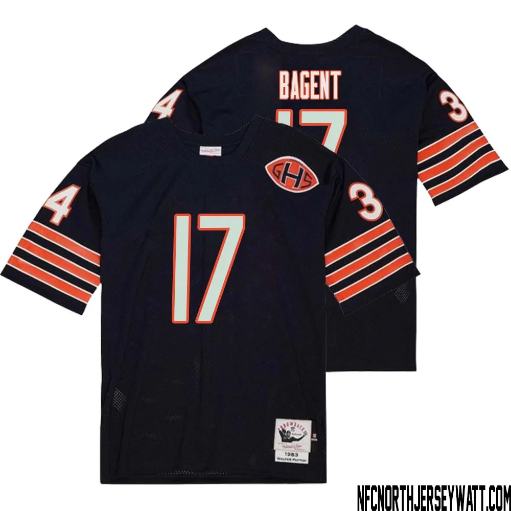 Tyson Bagent No 17 Men Mitchell Ness Navy Chicago Bears 2004 Authentic Throwback Retired Player Jersey