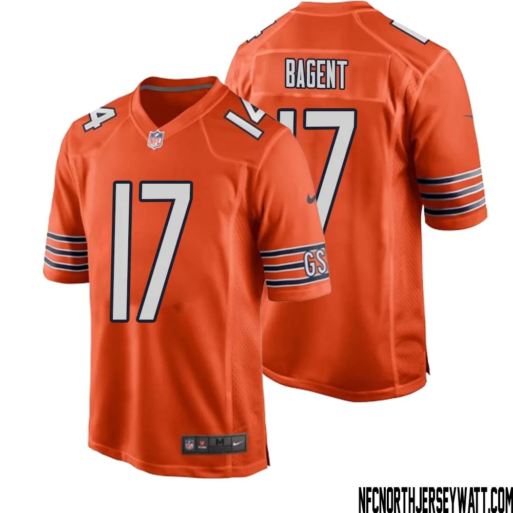 Tyson Bagent No 17 Men Orange Chicago Bears Alternate Game Player Jersey 1