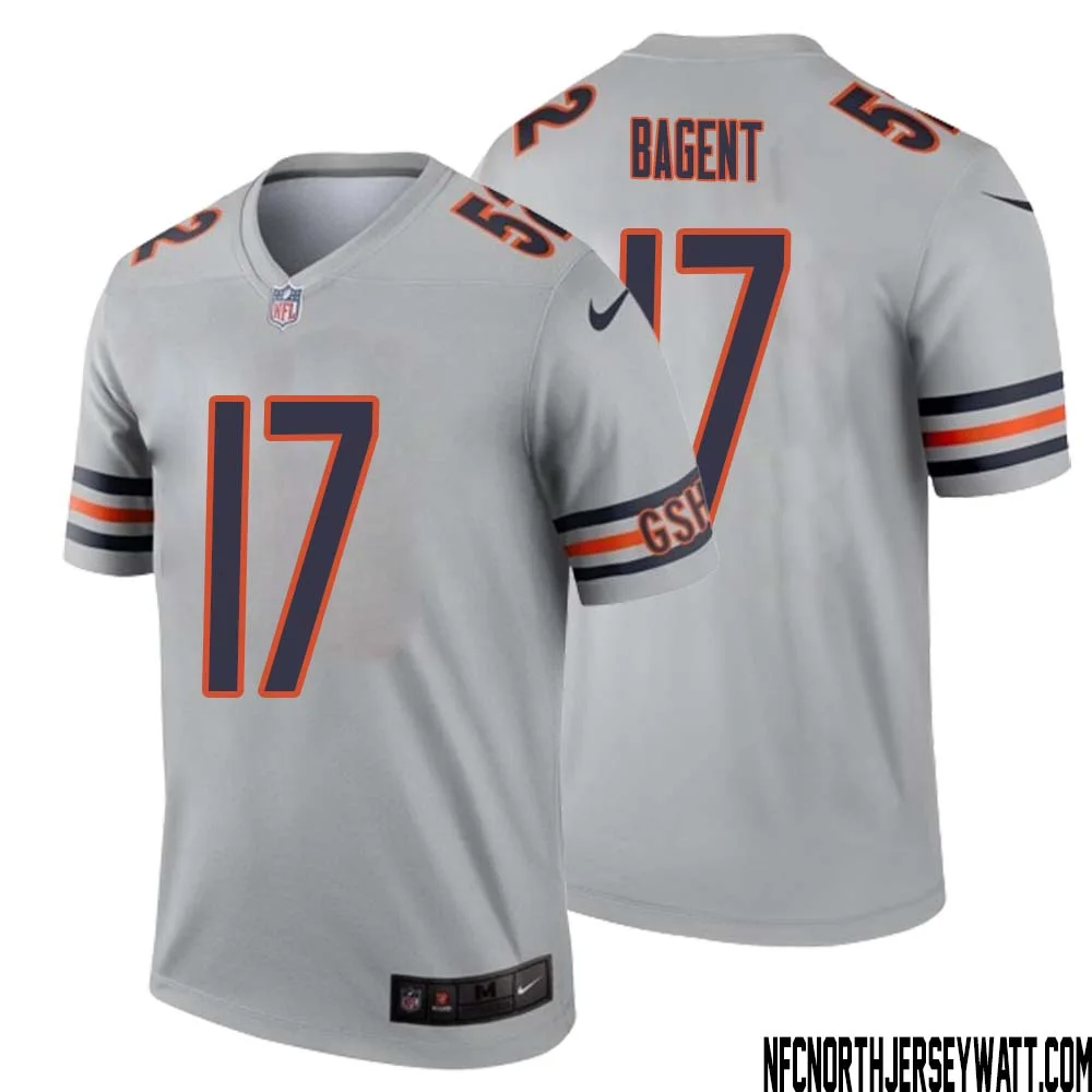 Tyson Bagent No 17 Men Silver Chicago Bears Inverted Legend Jersey 1