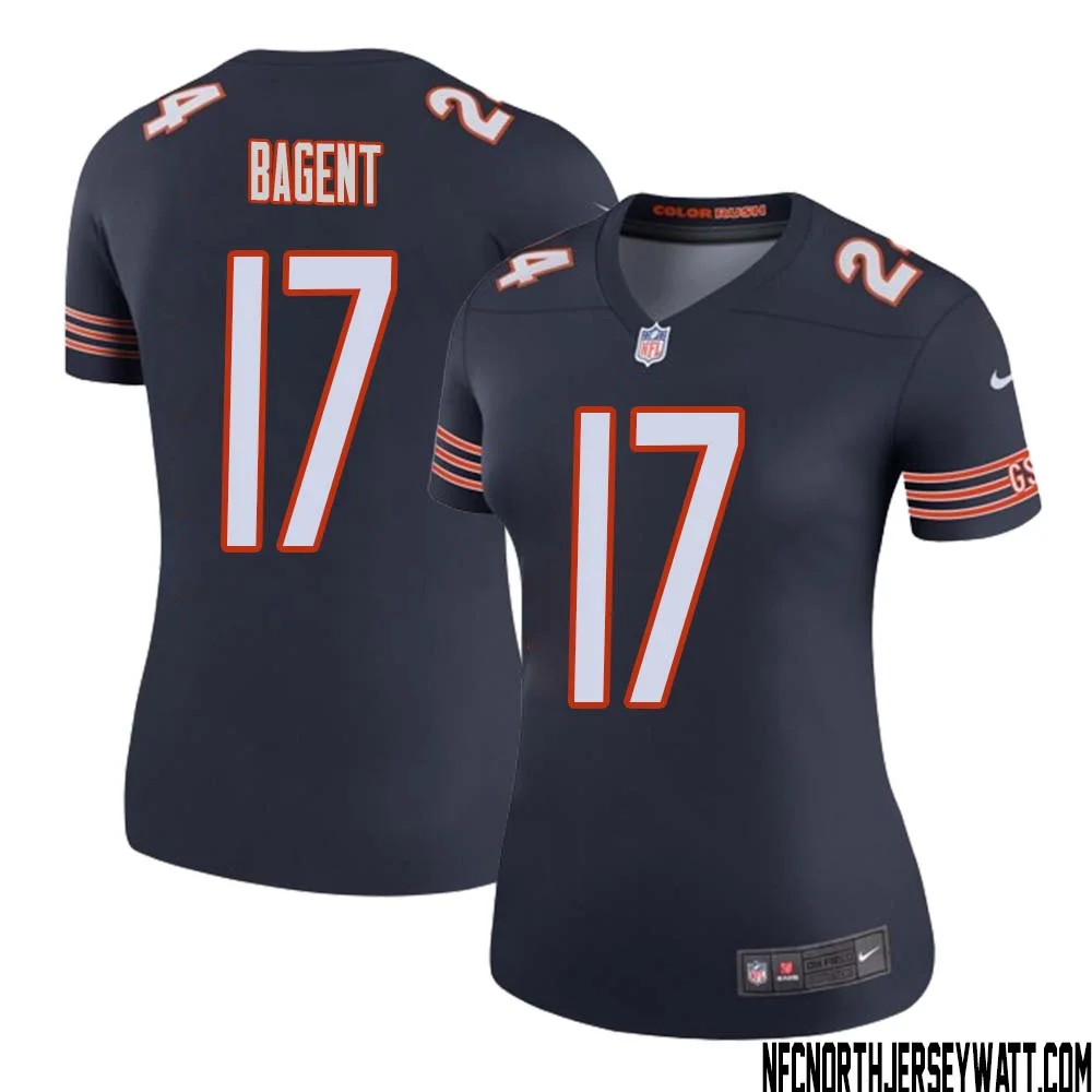 Tyson Bagent No 17 Women Navy Chicago Bears Color Rush Legend Jersey