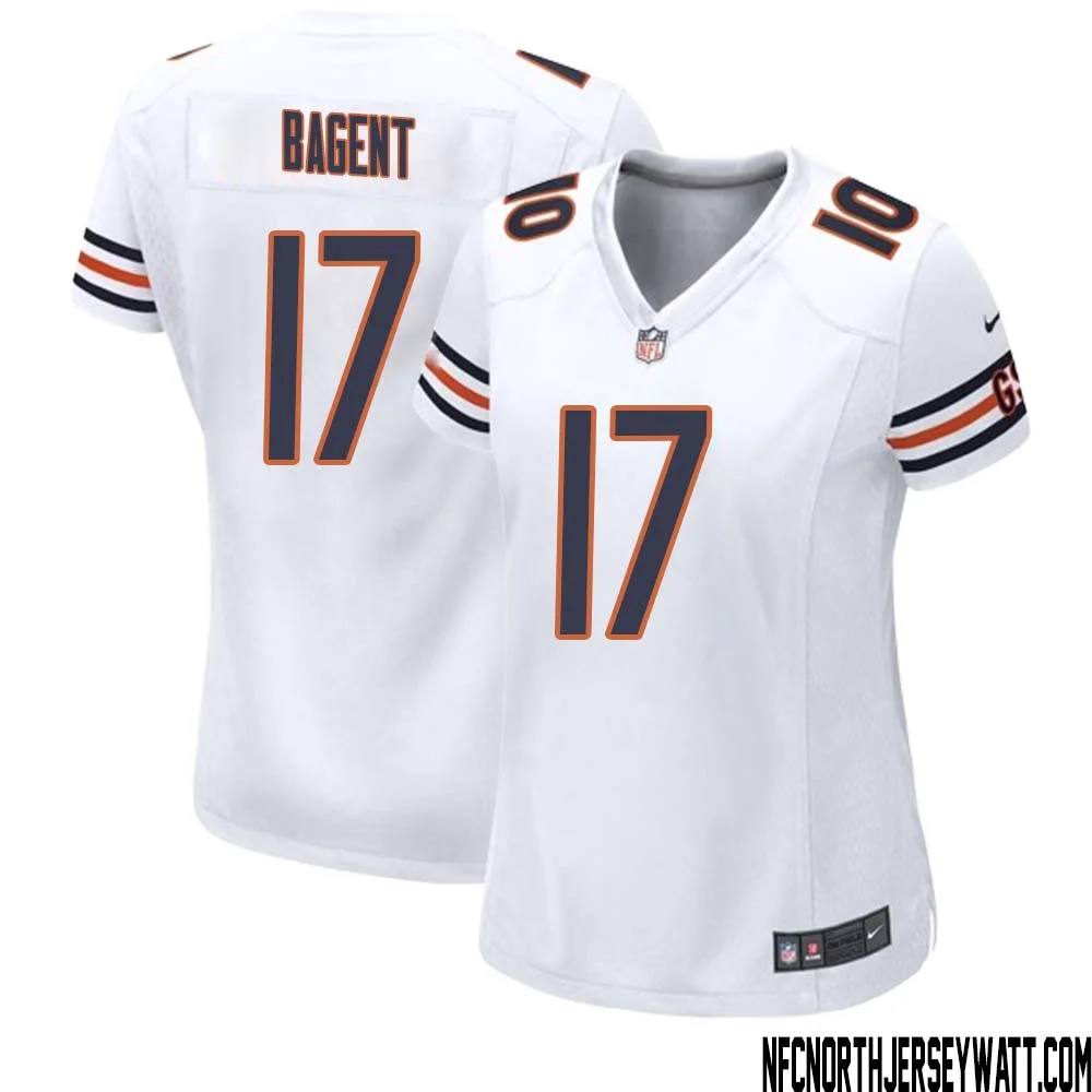 Tyson Bagent No 17 Women White Chicago Bears Away Game Jersey