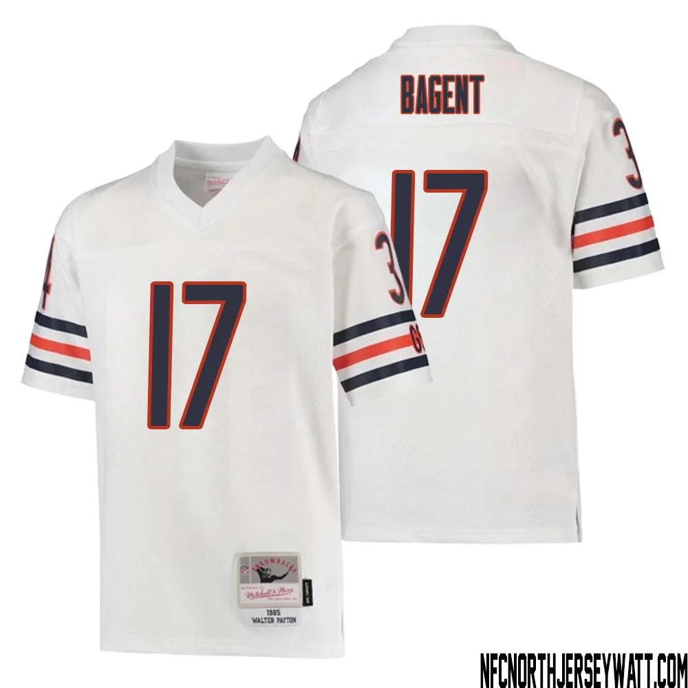 Tyson Bagent No 17 Youth Mitchell Ness White Chicago Bears 1985 Retired Player Legacy Jersey