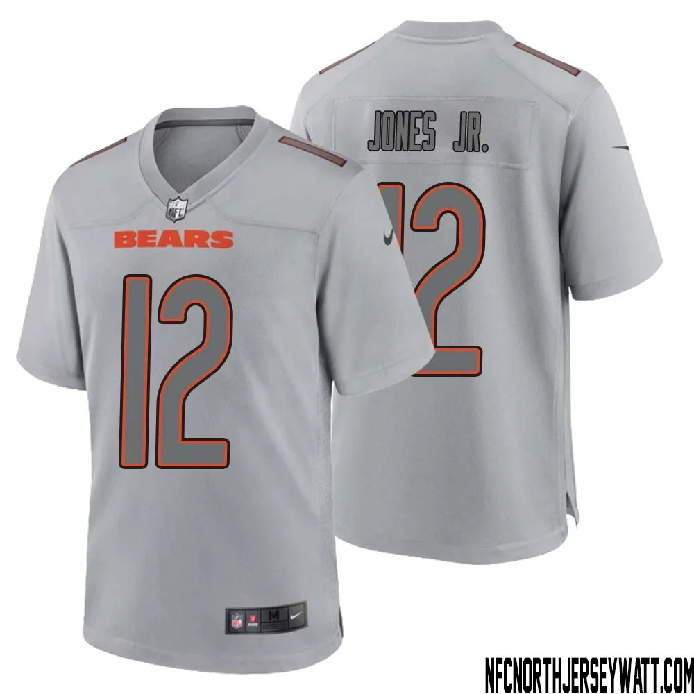 Velus Jones Jr. No 12 Men Gray Chicago Bears Atmosphere Fashion Game Jersey