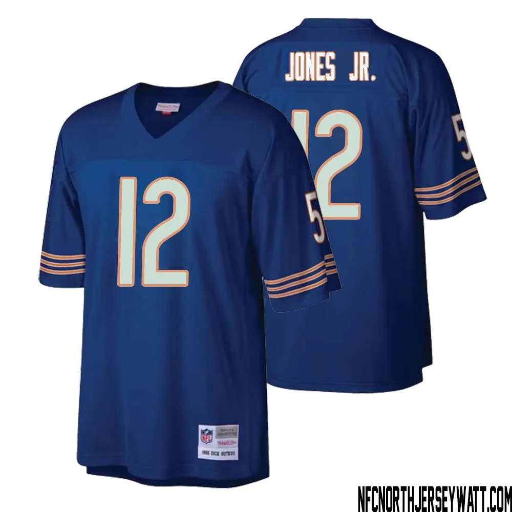 Velus Jones Jr. No 12 Men Mitchell Ness Navy Chicago Bears Retired Player Legacy Replica Jersey 1