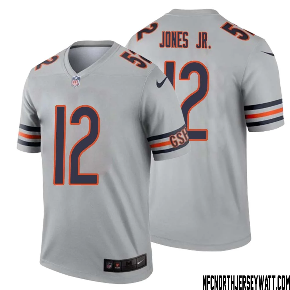 Velus Jones Jr. No 12 Men Silver Chicago Bears Inverted Legend Jersey 1