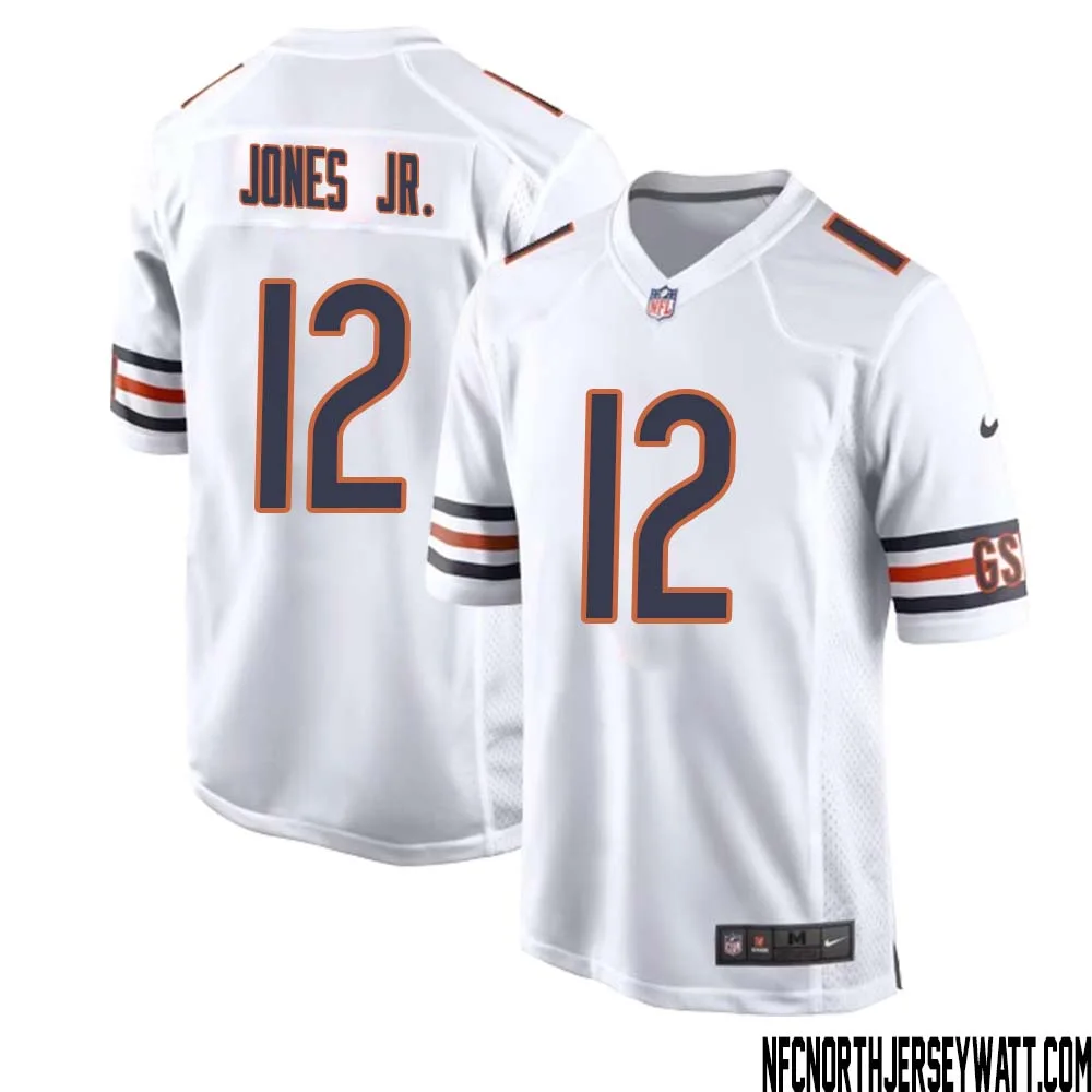 Velus Jones Jr. No 12 Men White Chicago Bears Away Game Jersey 1