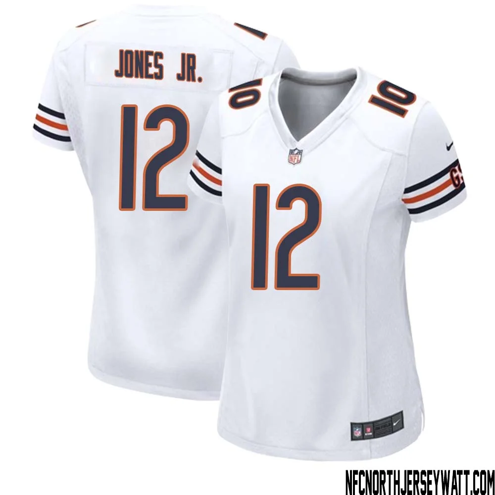 Velus Jones Jr. No 12 Women White Chicago Bears Away Game Jersey 1