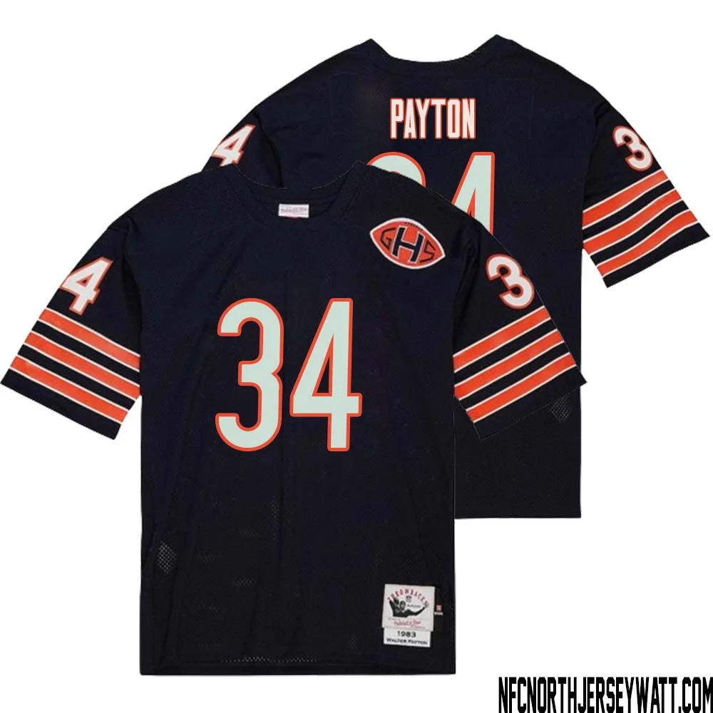 Walter Payton No 34 Men Mitchell Ness Navy Chicago Bears 2004 Authentic Throwback Retired Player Jersey