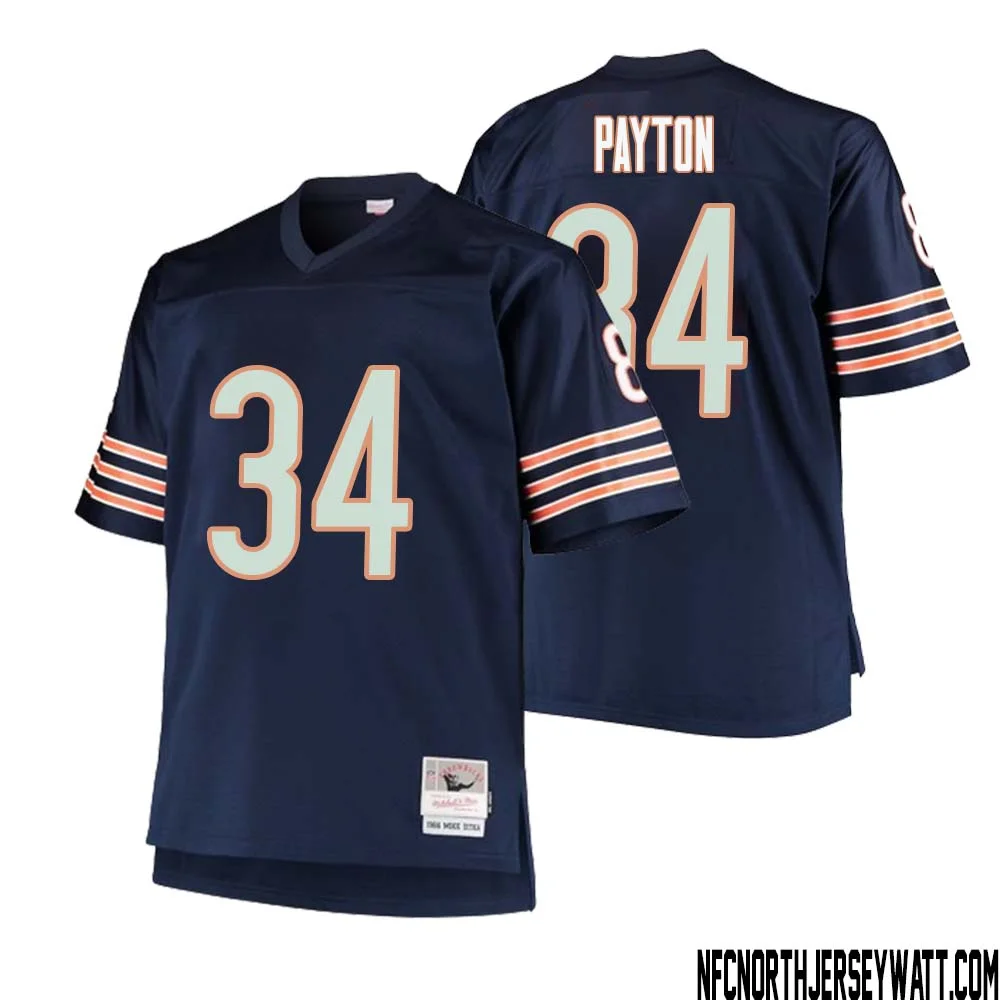 Walter Payton No 34 Men Mitchell Ness Navy Chicago Bears Big Tall 1985 Retired Player Replica Jersey