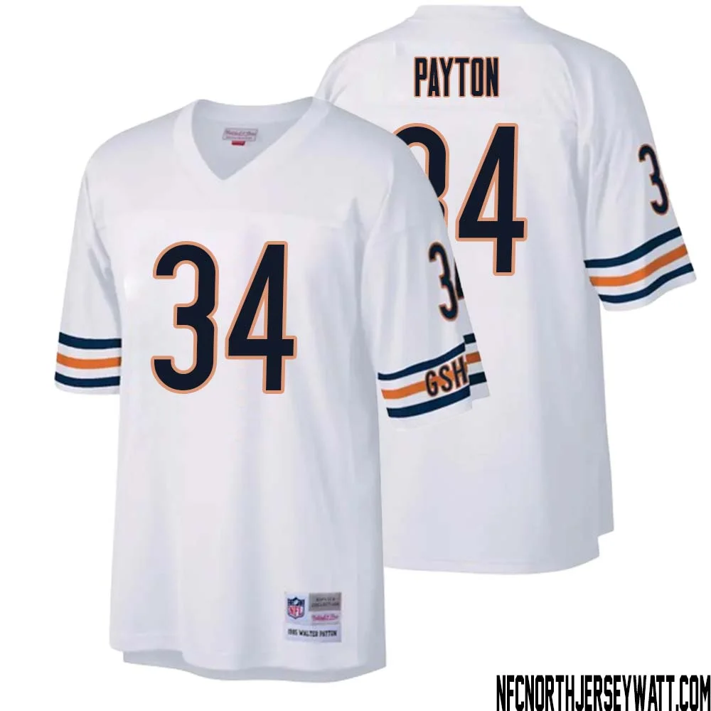 Walter Payton No 34 Men Mitchell Ness White Chicago Bears Legacy Replica Jersey 1