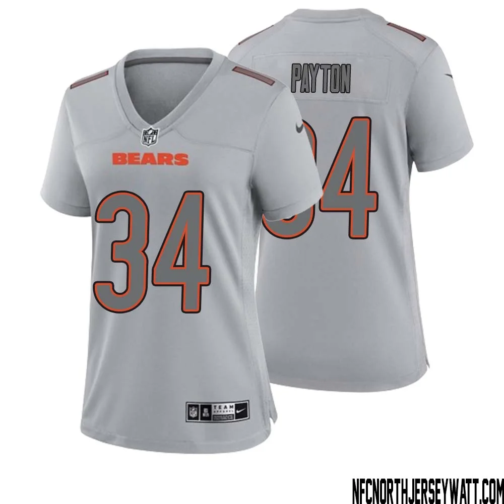 Walter Payton No 34 Women Gray Chicago Bears Atmosphere Fashion Game Jersey