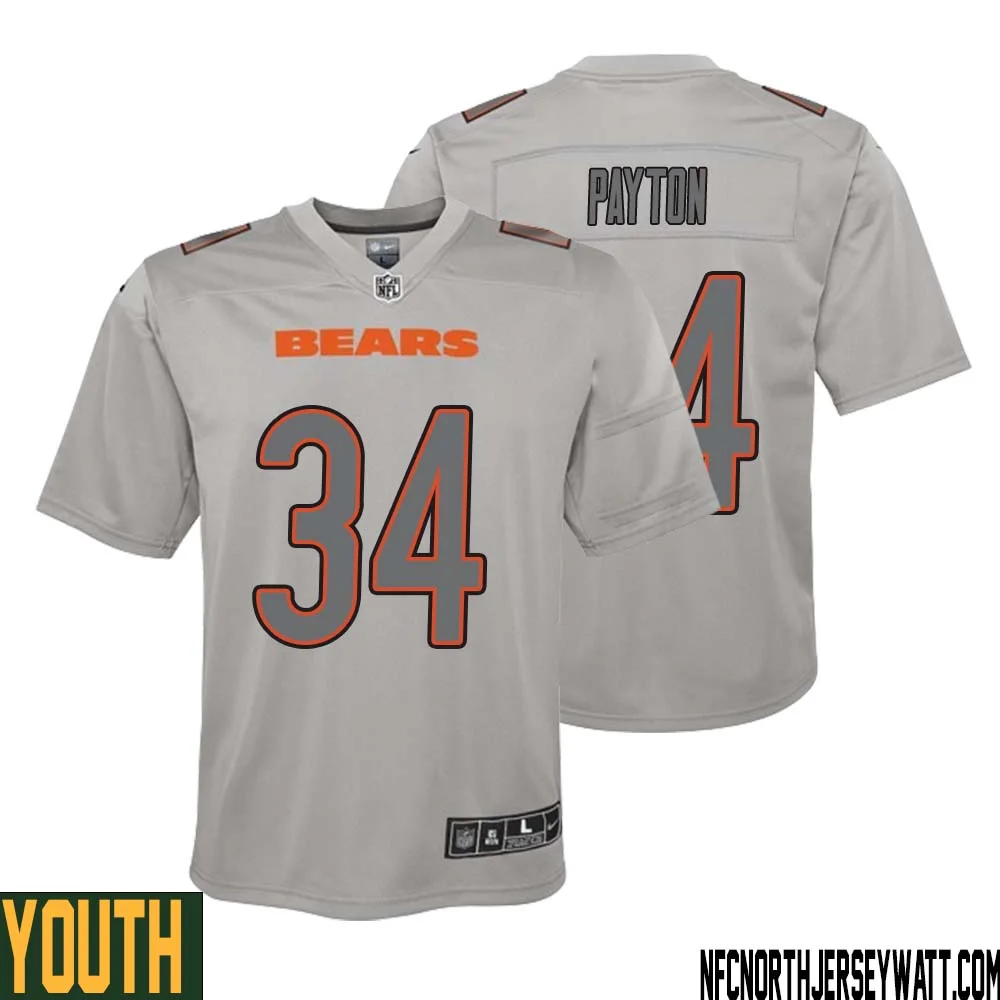 Walter Payton No 34 Youth Gray Chicago Bears Atmosphere Fashion Game Jersey